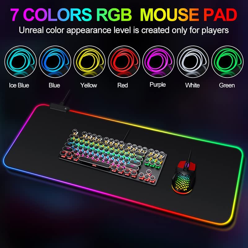 Mouse Pad Gamer Grande Speed Borda Led 7 Cores RGB Impermeável