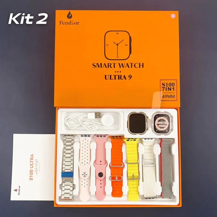 Smart Watch Serie 9 Ultra - Kit: 7 Pulseiras + Case +Película