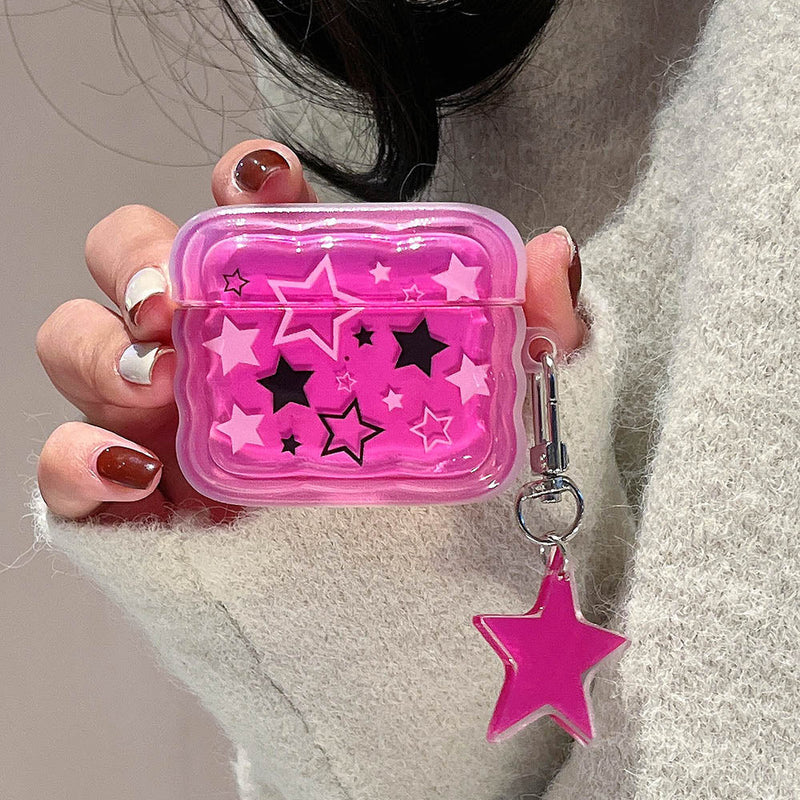 Capinha Airpods Pink Star Com Pingente Estrela