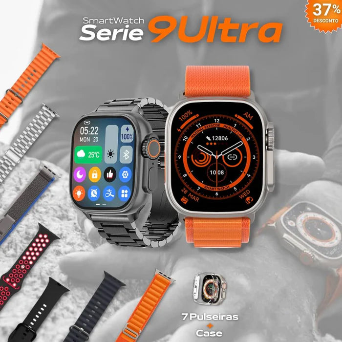 Smart Watch Serie 9 Ultra - Kit: 7 Pulseiras + Case +Película