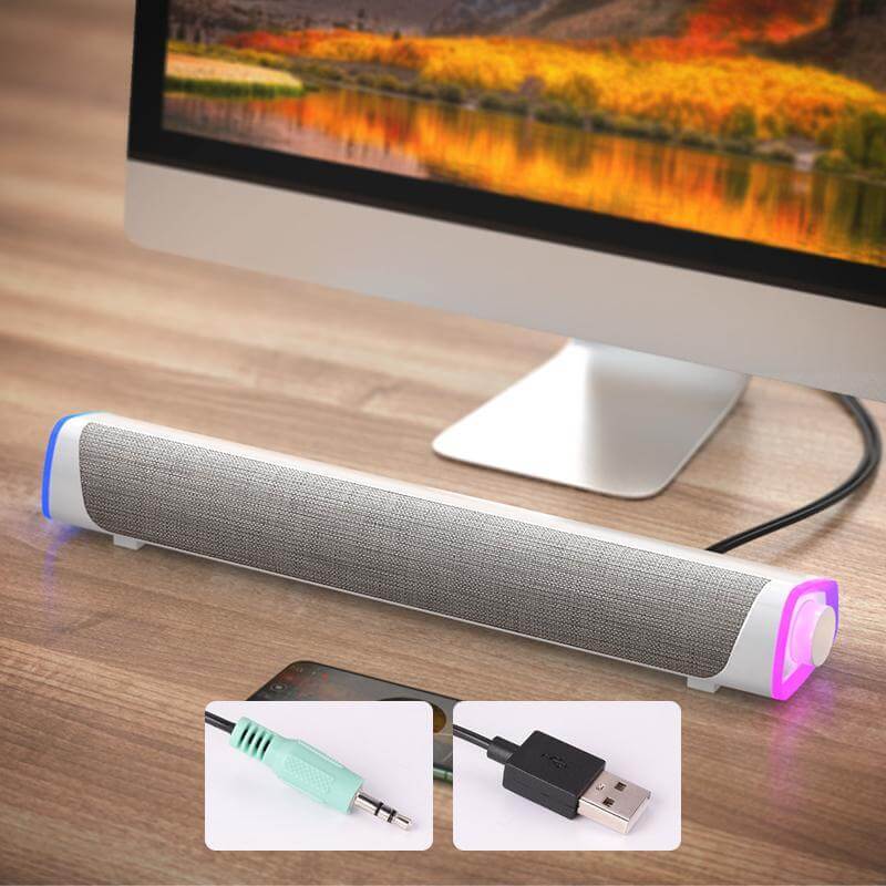 Caixa de Som Para PC 4D Night LED - Som Estéreo Com Subwoofer, Microfone e Bluetooth